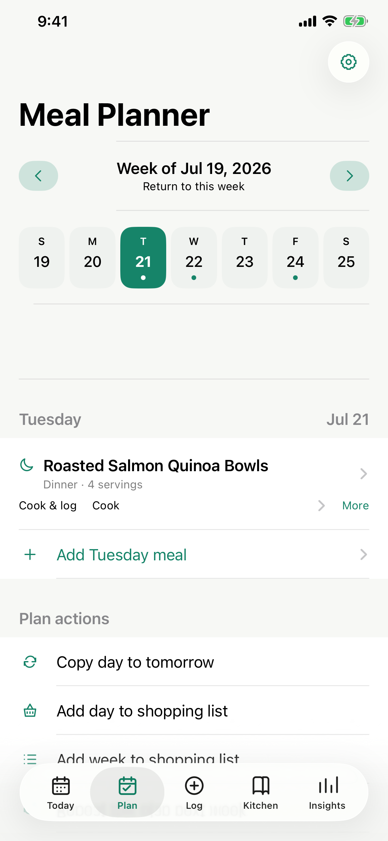 MorselNote weekly meal planner